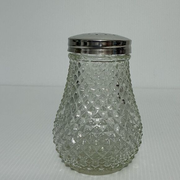 Vintage Glass Sugar Shaker Diamond Point Dispenser 4.5” - Picture 1 of 6